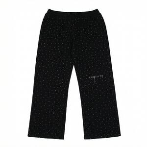 NEW KNOTWTR women's rhinestone baggy sweatpants in black